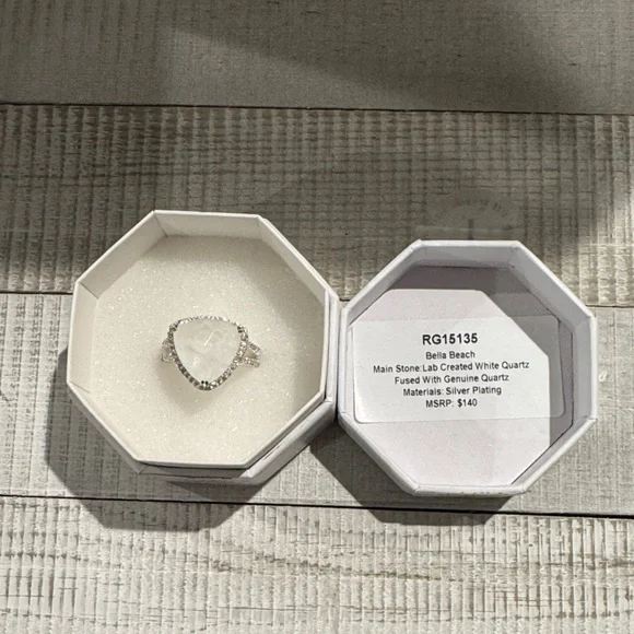 Bomb Party Resort Wear Silver Plated Lab Created White Quartz Ring - Picture 1 of 6